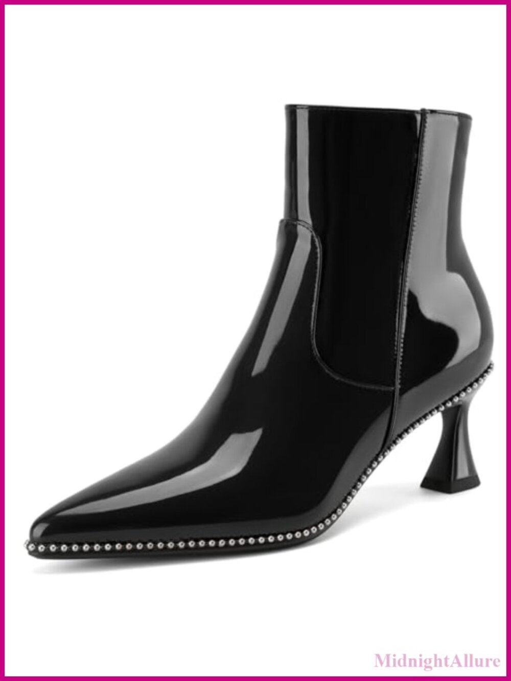 Kitten Heel Patent Leather Ankle Booties Pointed Toe Dressy